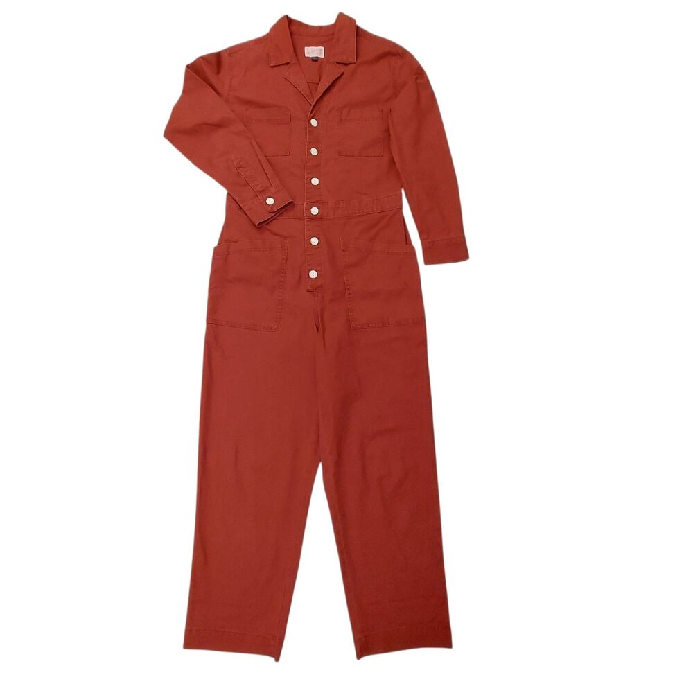 Universal Thread Womens 8 Rust Coveralls Jumpsuit Orange Cotton Utility Casual